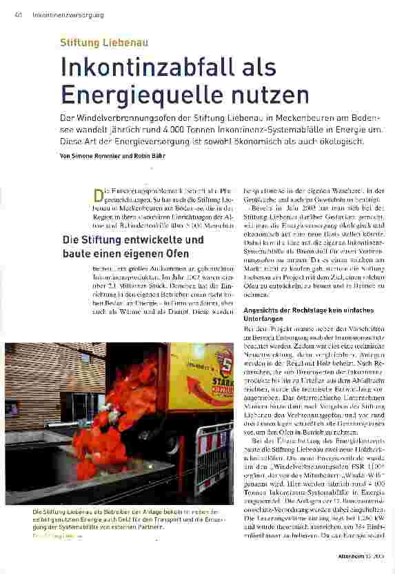 Vorschauseite 1: Inkontinzabfall als Energiequelle nutzen