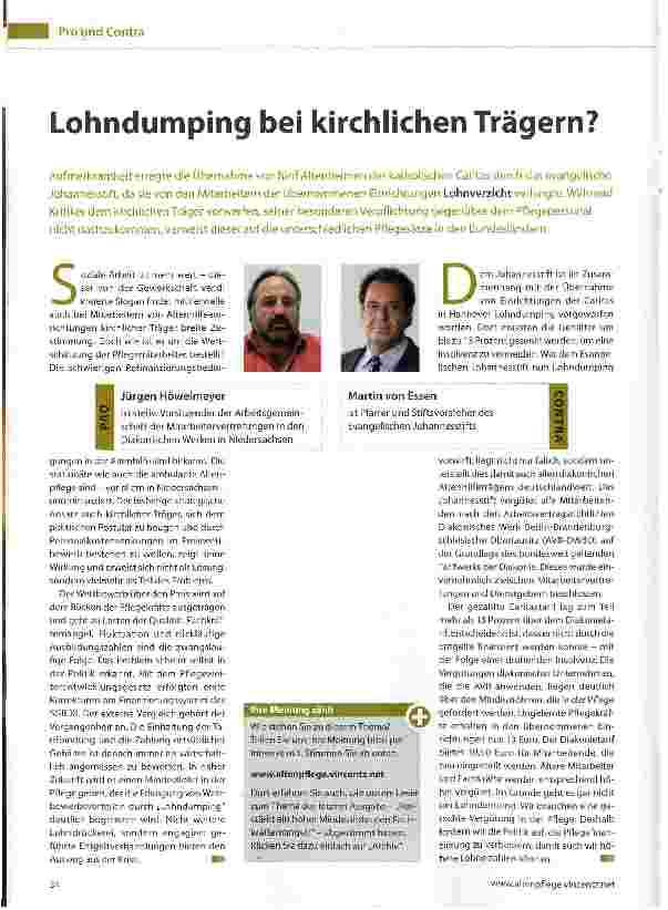 Vorschauseite 1: Lohndumping bei kirchlichen Trägern?