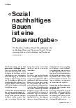 Vorschauseite 1: «Sozial nachhaltiges Bauen ist eine Daueraufgabe.»