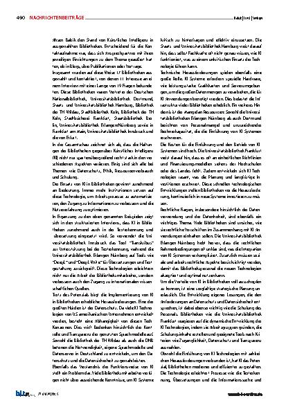 Vorschauseite 2: Bibliotheken und KI: in den Startlöchern mit Plan oder nur vereinzelt unterwegs?
