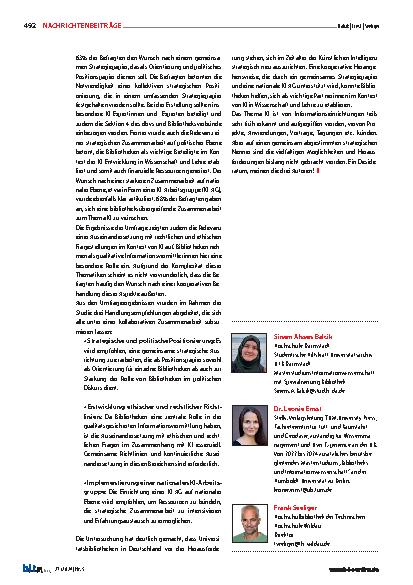 Vorschauseite 4: Bibliotheken und KI: in den Startlöchern mit Plan oder nur vereinzelt unterwegs?