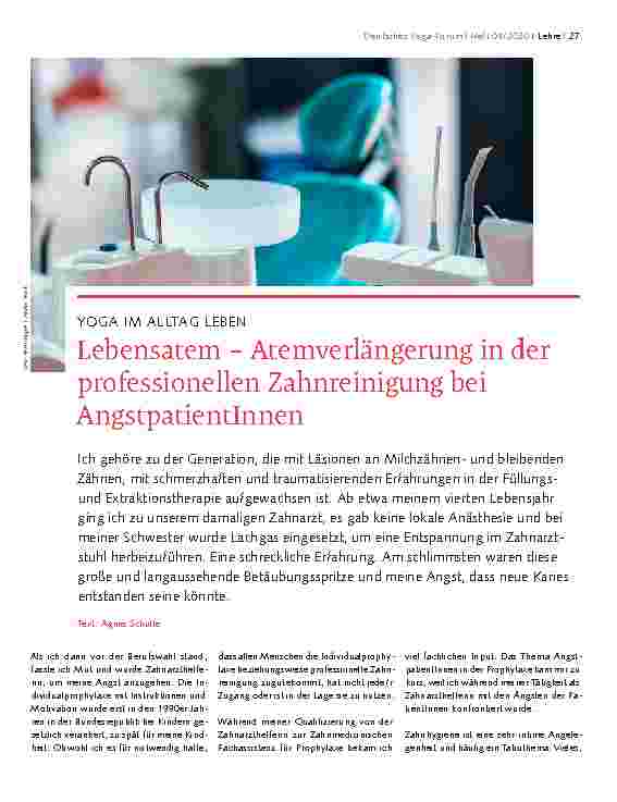 Vorschauseite 1: Lebensatem – Atemverlängerung in der professionellen Zahnreinigung bei Angstpatienten