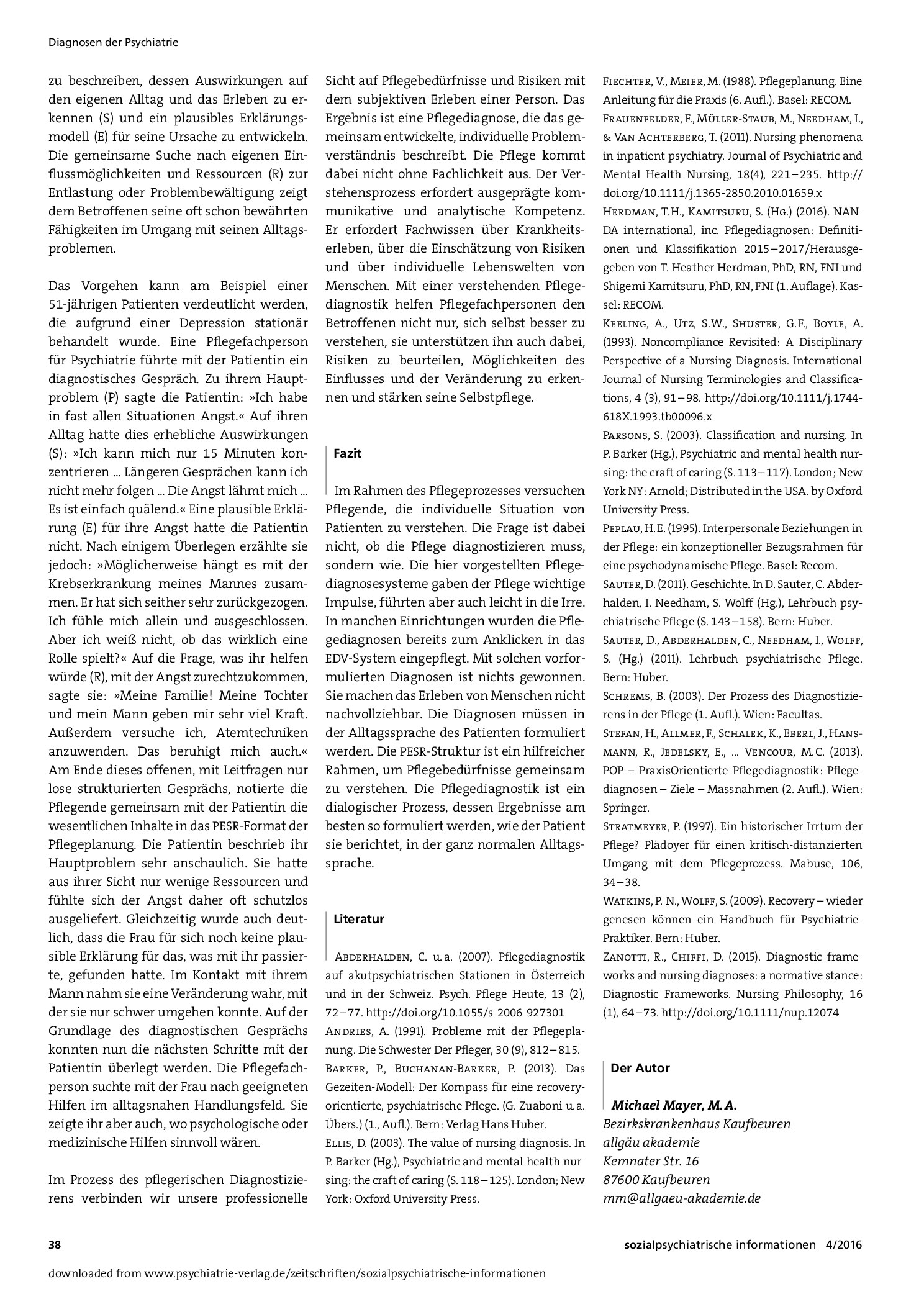 Vorschauseite 3: Muss die Pflege diagnostizieren? Ein Plädoyer für die Alltagssprache in der psychiatrischen Pflege