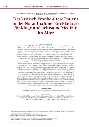 Vorschauseite 1: Der kritisch kranke ältere Patient in der Notaufnahme: Ein Plädoyer für kluge und achtsame Medizin im Alter