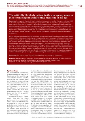 Vorschauseite 2: Der kritisch kranke ältere Patient in der Notaufnahme: Ein Plädoyer für kluge und achtsame Medizin im Alter