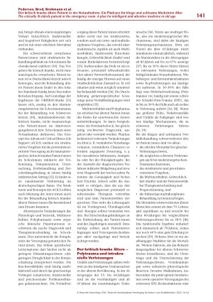 Vorschauseite 4: Der kritisch kranke ältere Patient in der Notaufnahme: Ein Plädoyer für kluge und achtsame Medizin im Alter