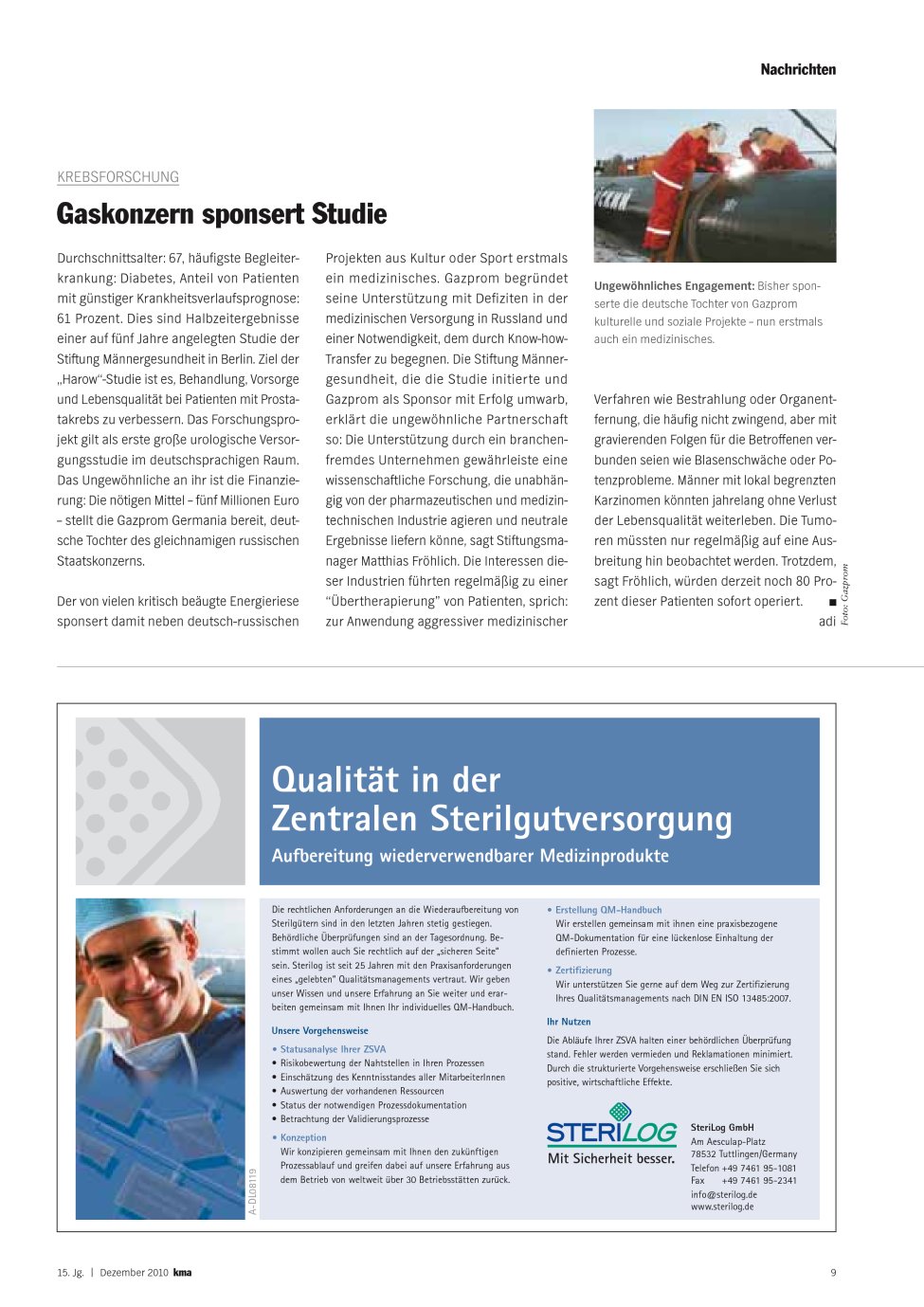 Vorschauseite 1: Gaskonzern sponsert Studie