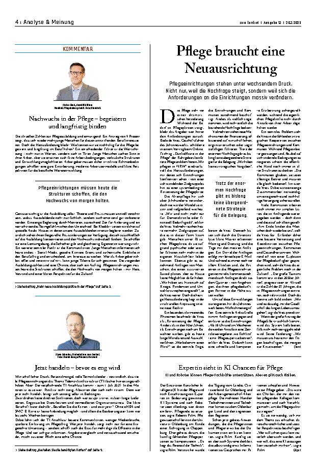 Vorschauseite 1: Pflege braucht eine Neuausrichtung