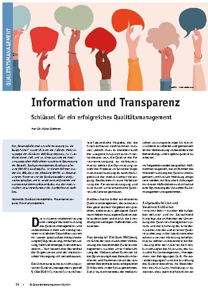 Vorschauseite 1: Information und Transparenz sind Schlüssel für ein erfolgreiches Qualitätsmanagement.