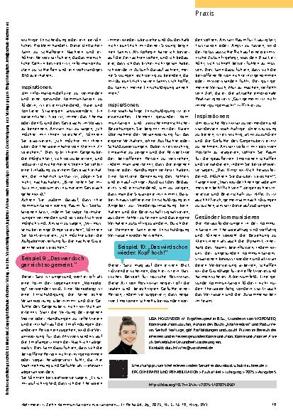 Vorschauseite 4: Gesünder kommunizieren im Therapiealltag Zehn Kommunikationsinspirationen