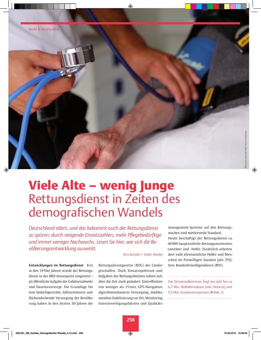 Vorschauseite 1: Viele Alte? wenig Junge? Rettungsdienst in Zeiten des demografischen Wandels