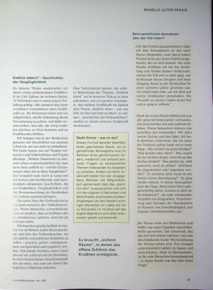 Vorschauseite 2: Erzählräume öffnen, Nachbarschaften befördern Death Dinner und Erzählcafe im Grätzel - existenziell und politisch