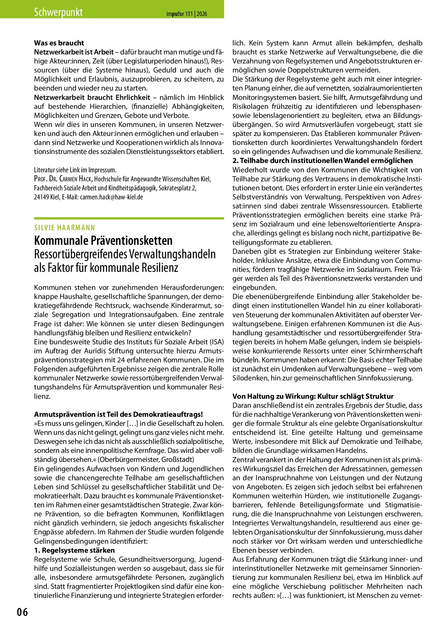 Vorschauseite 1: Kommunale Präventionsketten: Ressortübergreifendes Verwaltungshandeln als Faktor für kommunale Resilienz