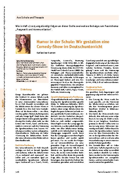 Vorschauseite 1: Humor in der Schule: Wir gestalten eine Comedy-Show im Deutschunterricht