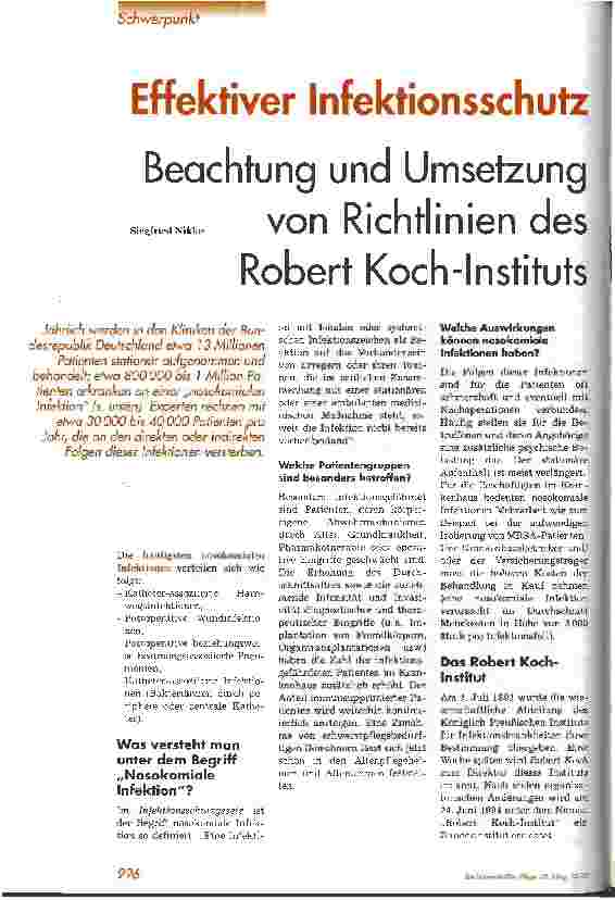 Vorschauseite 1: Effektiver Infektionsschutz Beachtung und Umsetzung von Richtlinien des Robert-Koch-Instituts