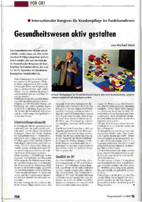 Vorschauseite 1: Gesundheitswesen aktiv gestalten Internationaler Kongress für Krankenpflege im Funktionsdienst