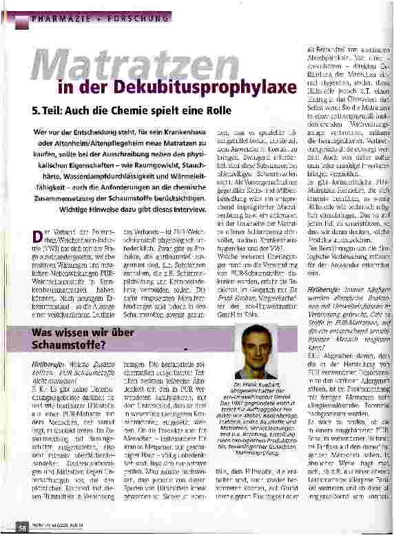 Vorschauseite 1: Matratzen in der Dekubitusprophylaxe