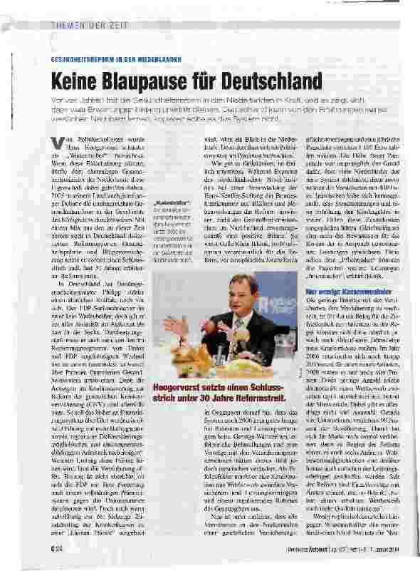 Vorschauseite 1: Keine Blaupause für Deutschland
