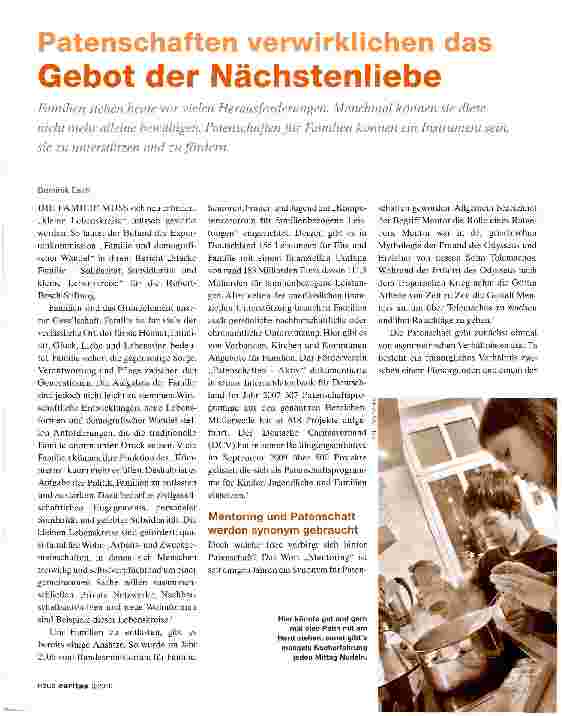 Vorschauseite 1: Patenschaften verwirklichen das Gebot der Nächstenliebe