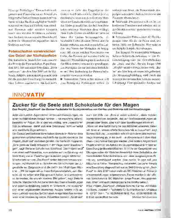 Vorschauseite 2: Patenschaften verwirklichen das Gebot der Nächstenliebe