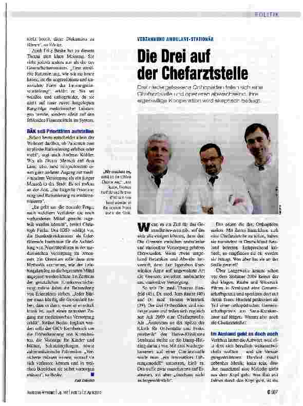 Vorschauseite 1: Die Drei auf der Chefarztstelle