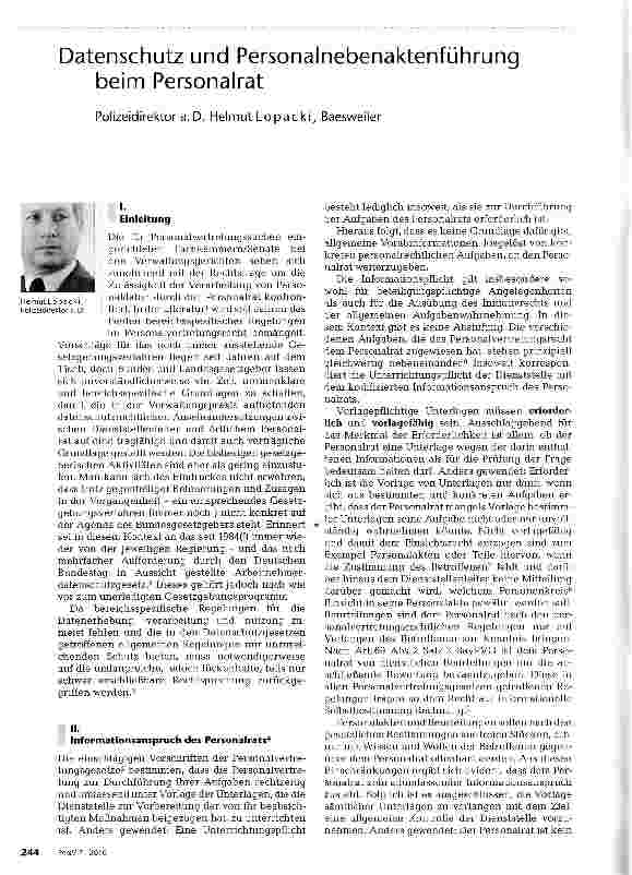 Vorschauseite 1: Datenschutz und Personalnebenaktenführung beim Personalrat