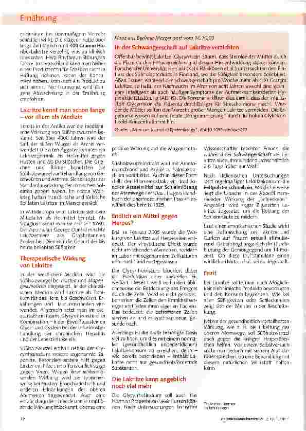 Vorschauseite 2: Lakritze - nur für Naschkatzen oder auch ein Medikament?