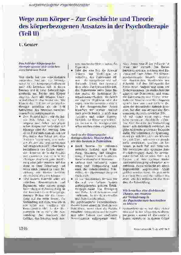 Vorschauseite 1: Wege zum Körper - Zur Geschichte und Theorie des körperbezogenen Ansatzes in der Psychotherapie (Teil II)