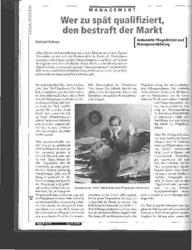 Vorschauseite 1: Wer zu spät qualifiziert, den bestraft der Markt Ambulante Pflegedienste und Managementbildung