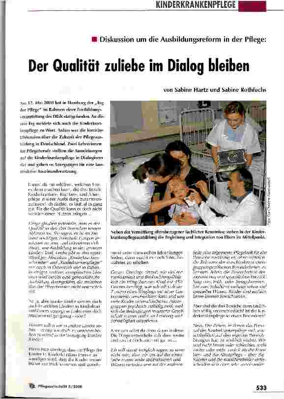 Vorschauseite 1: Der Qualität zuliebe im Dialog bleiben Diskussion um die Ausbildungsreform in der Pflege