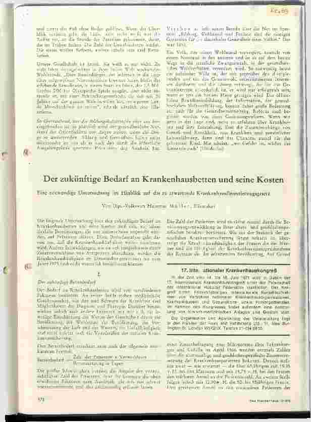 Vorschauseite 1: Der zukünftige Bedarf an Krankenbetten und seine Kosten