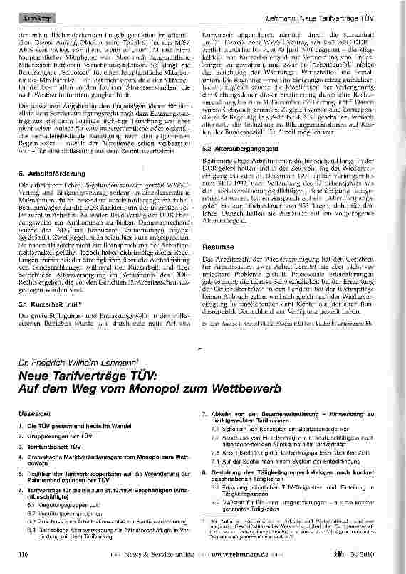 Vorschauseite 1: Neue Tarifverträge TÜV:Auf dem Weg vom Monopol zum Wettbewerb
