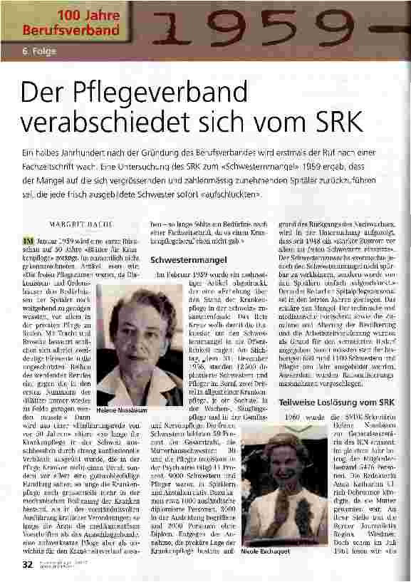 Vorschauseite 1: Der Pflegeverband verabschiedet sich vom SRK