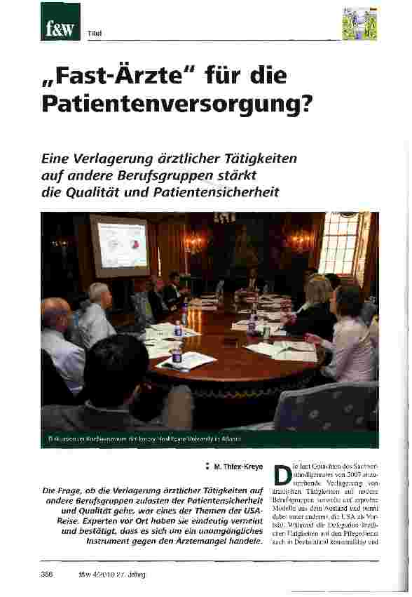 Vorschauseite 1: Fast-Ärzte für die Patientenversorgung?