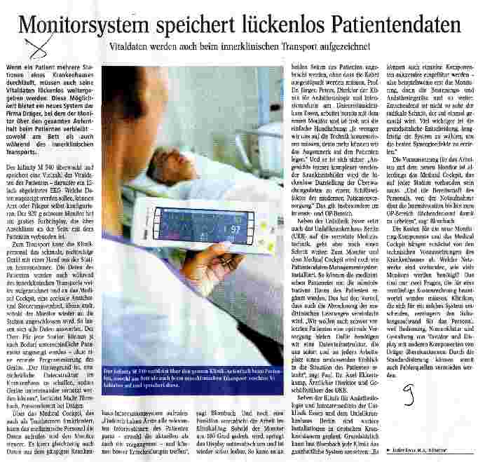 Vorschauseite 1: Monitorsystem speichert lückenlos Patientendaten