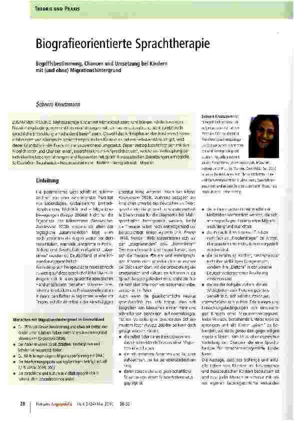 Vorschauseite 1: Biografieorientierte Sprachtherapie