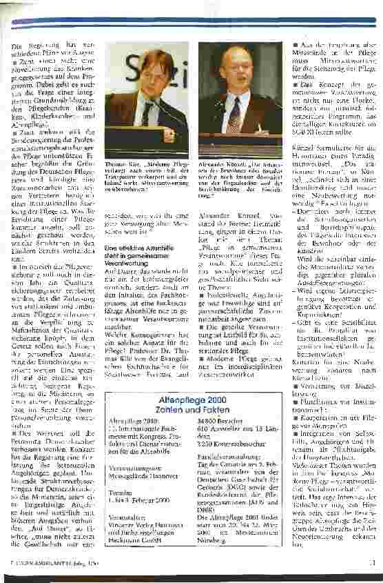 Vorschauseite 2: Pflege in gemeinsamer Verantwortung Altenpflege 2000