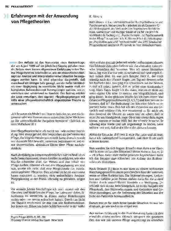 Vorschauseite 1: Erfahrungen mit der Anwendung von Pflegetheorien
