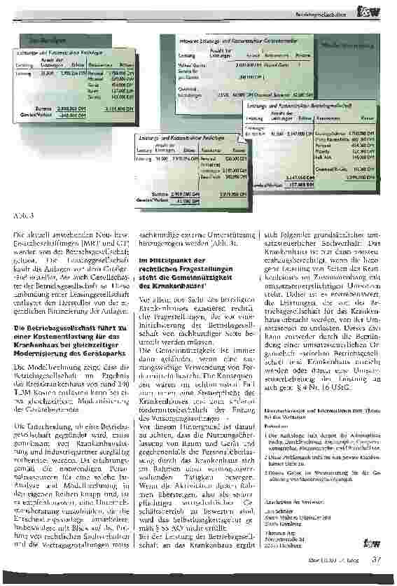 Vorschauseite 4: Betriebsgesellschaften Der gemeinsame Weg für Krankenhaus und Industrie bringt wirtschaftliche Vorteile