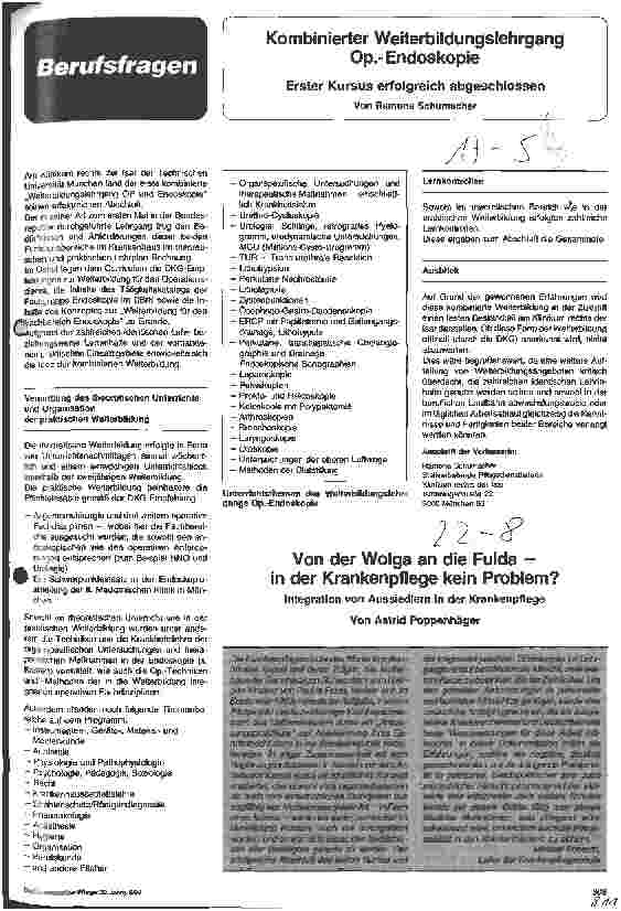 Vorschauseite 1: Kombinierter Weiterbildungslehrgang Op.-Endoskopie Erster Kursus erfolgreich abgeschlossen