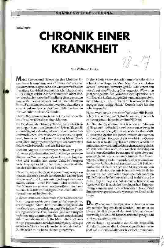 Vorschauseite 1: Chronik einer Krankheit