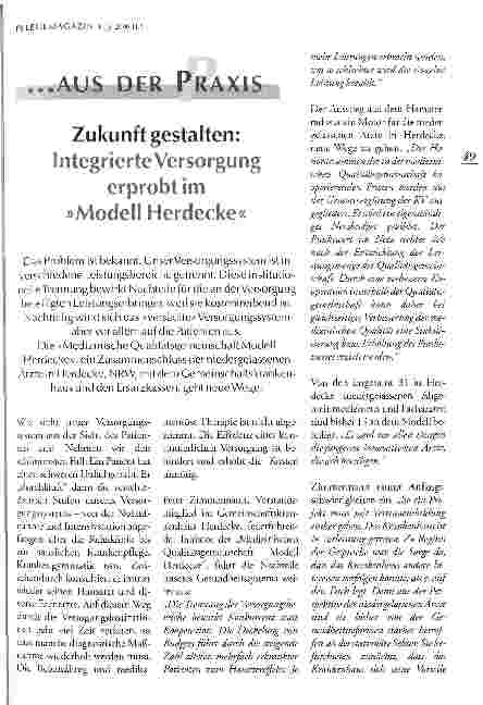 Vorschauseite 1: Zukunft gestalten: Integrierte Versorgung erprobt im Modell Herdecke