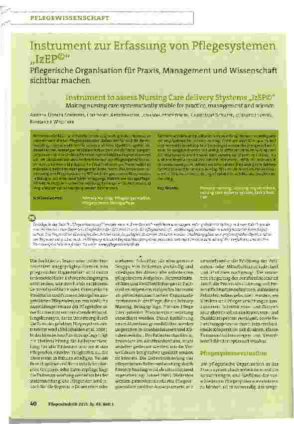 Vorschauseite 1: Instrument zur Erfassung von Pflegesystemen „IzEP©