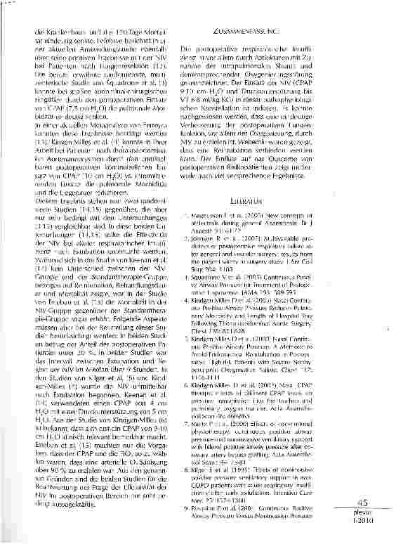 Vorschauseite 3: NIV BEI HYPOXÄMISCHEN POSTOPERATIVEN RESPIRATORISCHEN PROBLEMEN