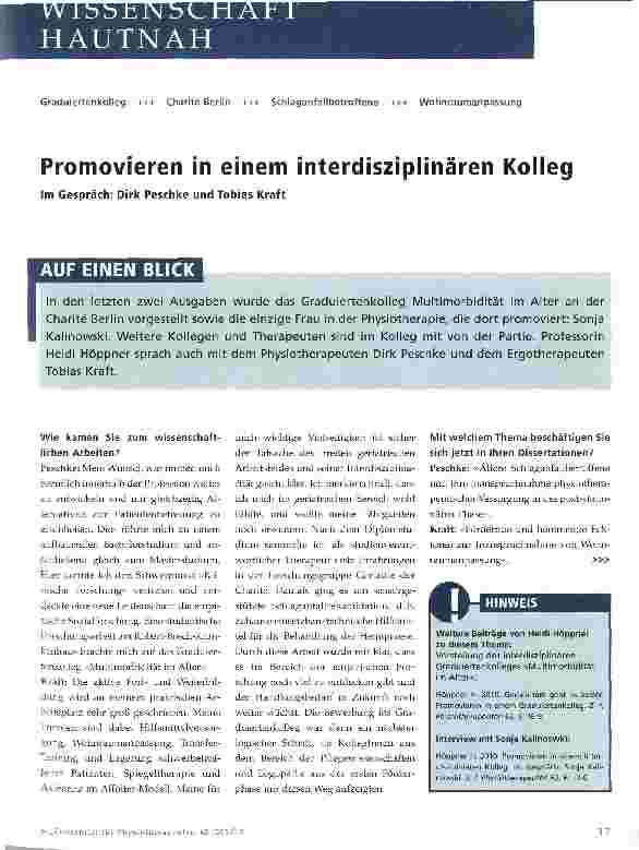 Vorschauseite 1: Promovieren in einem interdisziplinären Kolleg
