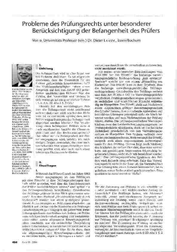 Vorschauseite 1: Probleme des Prüfungsrechts unter besonderer Berücksichtigung der Befangenheit des Prüfers