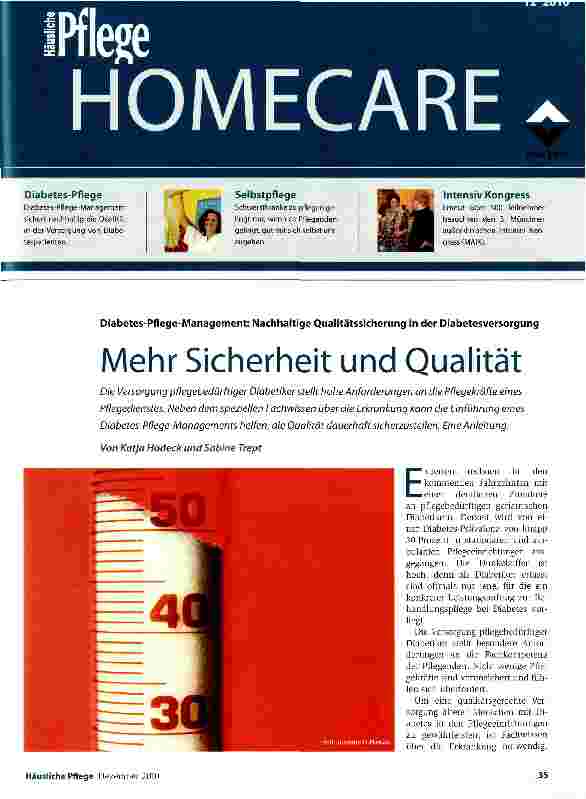 Vorschauseite 1: Diabetes-Pflege-Management: Nachhaltige Qualitätssicherung in der DiabetesversorgungMehr Sicherheit und Qualität