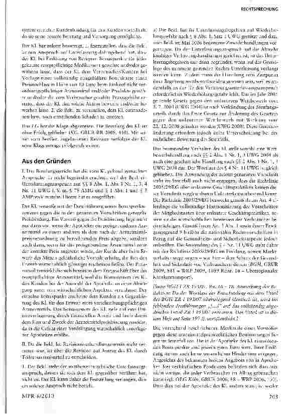 Vorschauseite 2: Zulässiges Bonussystem bei Werbeabgaben von geringem Wert§§3, 4 UWG; §7 HWG
