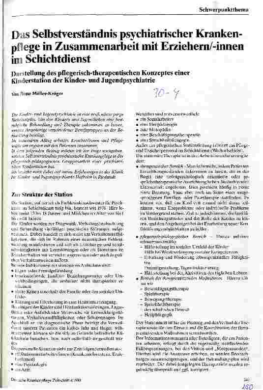 Vorschauseite 1: Das Selbstverständnis psychiatrischer Krankenpflege in Zusammenarbeit mit Erziehern/-innen im Schichtdienst
