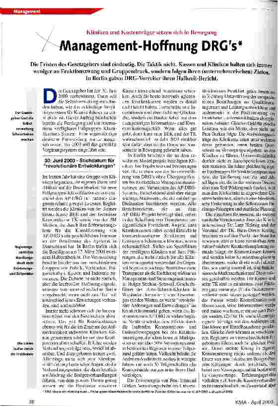 Vorschauseite 1: Management-Hoffnung DRGs